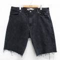 W40★古着 ハーレーダビッドソン Harley Davidson ショート パンツ ショーツ メンズ 大きいサイズ コットン 黒 ブラック デニム 25may16 中古 ボトムス 短パン ショーパン ハーフ