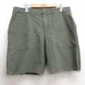 W34★古着 オールドネイビー OLD NAVY ショート ベイカー パンツ ショーツ メンズ ダック地 コットン 濃緑 グリーン 25jul09 中古 ボトムス 短パン ショーパン