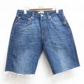 W31★古着 リーバイス Levis 501 ショート パンツ ショーツ メンズ ヒゲ コットン 濃紺 ネイビー デニム 【spe】 25jul10 中古 ボトムス 短パン ショーパン ハーフ