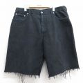 W40★古着 カルバンクライン Calvin Klein ショート パンツ ショーツ メンズ コットン 黒 ブラック デニム 25jul10 中古 ボトムス 短パン ショーパン ハーフ