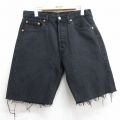 W32★古着 リーバイス Levis 501 ショート パンツ ショーツ メンズ コットン フランス製 黒 ブラック デニム 【spe】 25jul10 中古 ボトムス 短パン ショーパン ハーフ