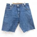 W35★古着 リーバイス Levis 517 ショート パンツ ショーツ メンズ コットン 紺 ネイビー デニム 25jul17 中古 ボトムス 短パン ショーパン ハーフ
