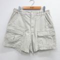 W34★古着 ショート ブッシュ パンツ ショーツ メンズ 薄ベージュ カーキ 25jul17 中古 ボトムス 短パン ショーパン