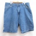 W38★古着 ラングラー Wrangler ショート パンツ ショーツ メンズ ヒゲ コットン 紺 ネイビー デニム 25aug05 中古 ボトムス 短パン ショーパン ハーフ