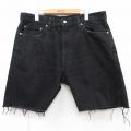 W36★古着 リーバイス Levis 505 ショート パンツ ショーツ メンズ ヒゲ コットン 黒 ブラック デニム 25aug05 中古 ボトムス 短パン ショーパン ハーフ