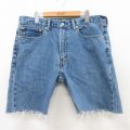 W36★古着 リーバイス Levis 505 ショート パンツ ショーツ メンズ コットン 紺 ネイビー デニム 25aug05 中古 ボトムス 短パン ショーパン ハーフ