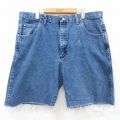 W39★古着 ラングラー Wrangler ショート パンツ ショーツ メンズ コットン 紺 ネイビー デニム 25aug05 中古 ボトムス 短パン ショーパン ハーフ
