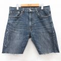 W36★古着 リーバイス Levis シグネチャー ショート パンツ ショーツ メンズ ヒゲ 濃紺 ネイビー デニム 25aug05 中古 ボトムス 短パン ショーパン ハーフ