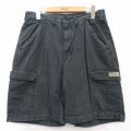W32★古着 ラングラー Wrangler ショート カーゴ パンツ ショーツ メンズ ダック地 コットン 黒 ブラック 25aug05 中古 ボトムス 短パン ショーパン
