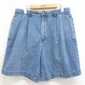 W32★古着 トミーヒルフィガー TOMMY HILFIGER ブランド ショート パンツ ショーツ メンズ 90年代 90s ワンポイントロゴ コットン 紺 ネイビー デニム 【spe】 25aug06 中古 ボトムス 短パン ショーパン ハーフ