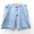 W38★古着 ラングラー Wrangler ショート パンツ ショーツ メンズ コットン 薄紺 ネイビー デニム 25aug20 中古 ボトムス 短パン ショーパン ハーフ