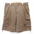 W40★古着 ショート カーゴ パンツ ショーツ メンズ リップストップ コットン 茶 ブラウン 25aug21 中古 ボトムス 短パン ショーパン