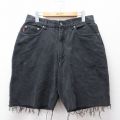 W33★古着 ビューグルボーイ ショート パンツ ショーツ メンズ コットン 黒 ブラック デニム 25sep02 中古 ボトムス 短パン ショーパン ハーフ