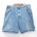 W39★古着 ラングラー Wrangler ショート パンツ ショーツ メンズ 90年代 90s ヒゲ 大きいサイズ コットン USA製 紺 ネイビー デニム 【spe】 25sep03 中古 ボトムス 短パン ショーパン ハーフ