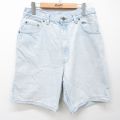 W33★古着 ショート パンツ ショーツ メンズ 90年代 90s コットン USA製 薄紺 デニム 26mar26