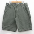 W34★古着 ディッキーズ ショート ペインター パンツ ショーツ メンズ リップストップ コットン 緑系 26mar26
