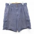 W34★古着 ショート カーゴ パンツ ショーツ メンズ 90年代 90s コットン 紺 26mar30