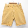 W33★古着 リーバイス Levis 550 ショート パンツ ショーツ メンズ 90年代 90s コットン USA製 黄【spe】 26mar30