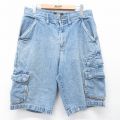 W31★古着 ルート66 ショート カーゴ パンツ ショーツ メンズ 00年代 00s コットン 紺 デニム 26mar30