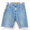 W34★古着 リーバイス Levis 550 ショート パンツ ショーツ メンズ ヒゲ コットン 紺 デニム 26apr10