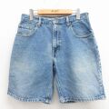 W30★古着 ショート パンツ ショーツ メンズ 90年代 90s コットン USA製 紺 デニム 26apr15