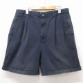 W36★古着 トミーヒルフィガー ブランド ショート パンツ ショーツ メンズ 90年代 90s ワンポイントロゴ コットン 紺 26apr23