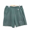 W37★古着 チャンピオン champion ショート イージー パンツ ショーツ メンズ 90年代 90s ワンポイントロゴ USA製 グリーン 26jun04