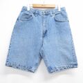 W32★古着 ショート パンツ ショーツ メンズ 90年代 90s コットン USA製 ネイビー デニム 26jun11