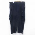 W43★古着 フブ FUBU フリース カーゴ パンツ メンズ 00年代 00s ワンポイントロゴ 大きいサイズ 紺 ネイビー 25oct17 中古 ボトムス ロング