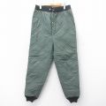W34★古着 キルティング ナイロン パンツ メンズ 90年代 90s 緑系他 グリーン 25oct17 中古 ボトムス ロング