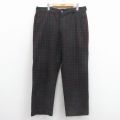 W36★古着 ビンテージ パンツ メンズ 70年代 70s 黒他 チェック 26jan16