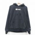 L★古着 長袖 チャンピオン Champion リバースウィーブ パーカー メンズ ビッグロゴ 黒 ブラック 25feb12 中古 スウェット スエット トレーナー トップス