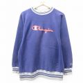 L★古着 長袖 チャンピオン Champion リバースウィーブ メンズ 90年代 90s ビッグロゴ クルーネック 紫他 パープル 【spe】 25feb18 中古 スウェット スエット トレーナー トップス