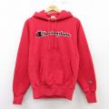 S★古着 長袖 チャンピオン Champion リバースウィーブ パーカー メンズ ビッグロゴ 赤 レッド 25mar07 中古 スウェット スエット トレーナー トップス