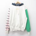 XL★古着 長袖 チャンピオン Champion リバースウィーブ パーカー メンズ ワンポイントロゴ マルチカラー 生成り他 25mar27 中古 スウェット スエット トレーナー トップス