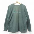 L★古着 長袖 チャンピオン Champion リバースウィーブ メンズ 90年代 90s ビッグロゴ 刺繍 クルーネック USA製 緑 グリーン 25mar27 中古 スウェット スエット トレーナー トップス