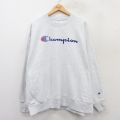 XL★古着 長袖 チャンピオン Champion リバースウィーブ メンズ ビッグロゴ 大きいサイズ クルーネック 薄グレー 霜降り 25apr09 中古 スウェット スエット トレーナー トップス
