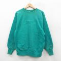 【20%OFF】L★古着 長袖 チャンピオン Champion リバースウィーブ メンズ 90年代 90s NEWPORT 刺繍 クルーネック USA製 青緑 25nov18