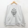 XL★古着 長袖 チャンピオン Champion リバースウィーブ メンズ 00年代 00s ネコ 犬 馬 大きいサイズ クルーネック 薄グレー 霜降り 26jan29
