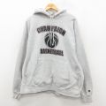 XL★古着 長袖 チャンピオン Champion リバースウィーブ パーカー メンズ 00年代 00s バスケットボール 大きいサイズ 薄グレー 霜降り 26jan29