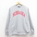 L★古着 長袖 チャンピオン Champion リバースウィーブ メンズ 00年代 00s ネブラスカ クルーネック グレー【spe】 26mar03