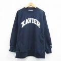 L★古着 長袖 チャンピオン Champion リバースウィーブ メンズ 00年代 00s XAVIER クルーネック 濃紺【spe】 26mar06