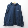 XL★古着 長袖 チャンピオン Champion リバースウィーブ パーカー メンズ 00年代 00s ワンポイントロゴ ボロ 大きいサイズ 紺【spe】 26apr02