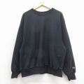 XL★古着 長袖 チャンピオン Champion リバースウィーブ メンズ 00年代 00s プレミアム クルーネック 黒 26apr17
