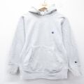S★古着 長袖 チャンピオン Champion リバースウィーブ パーカー メンズ 90年代 90s ワンポイントロゴ USA製 薄グレー 霜降り【spe】 26apr24