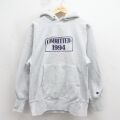 チャンピオン 90s リバースウィーブパーカー COMMITTED グレー M | 古着