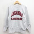 チャンピオン 90s リバースウィーブ長袖スウェット アーカンソーレイザーバックス グレー M | 古着