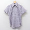 L★古着 半袖 シャツ メンズ 70年代 70s 総柄 紫他 パープル 24jun29 中古 トップス