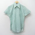 M★古着 半袖 シャツ メンズ 70年代 70s 総柄 薄紺他 ネイビー 24jun29 中古 トップス