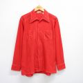 L★古着 長袖 シャツ メンズ 70年代 70s 濃オレンジ 25jun28 中古 トップス